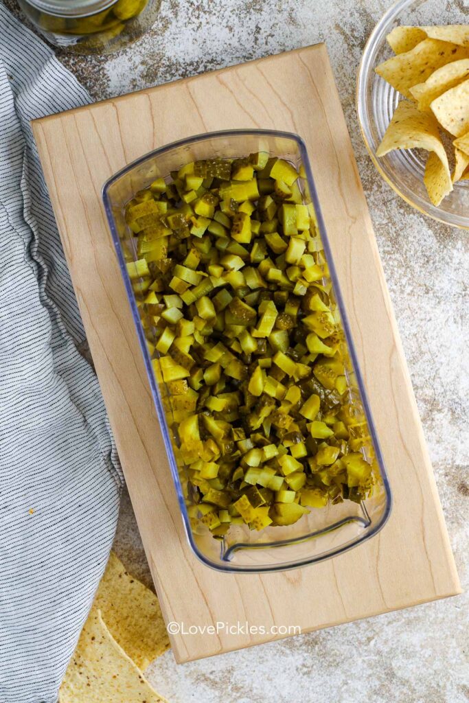 chopped dill pickles for pickle de gallo