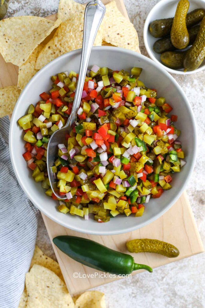 pickle de gallo with tortilla chips