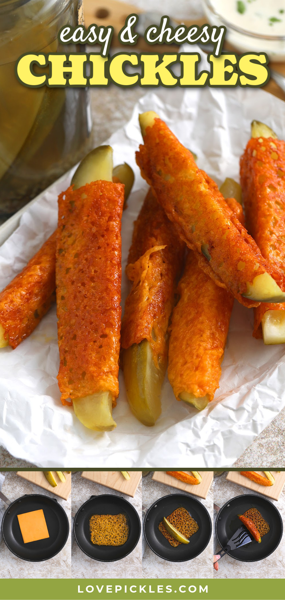 chickles and cooking process with text