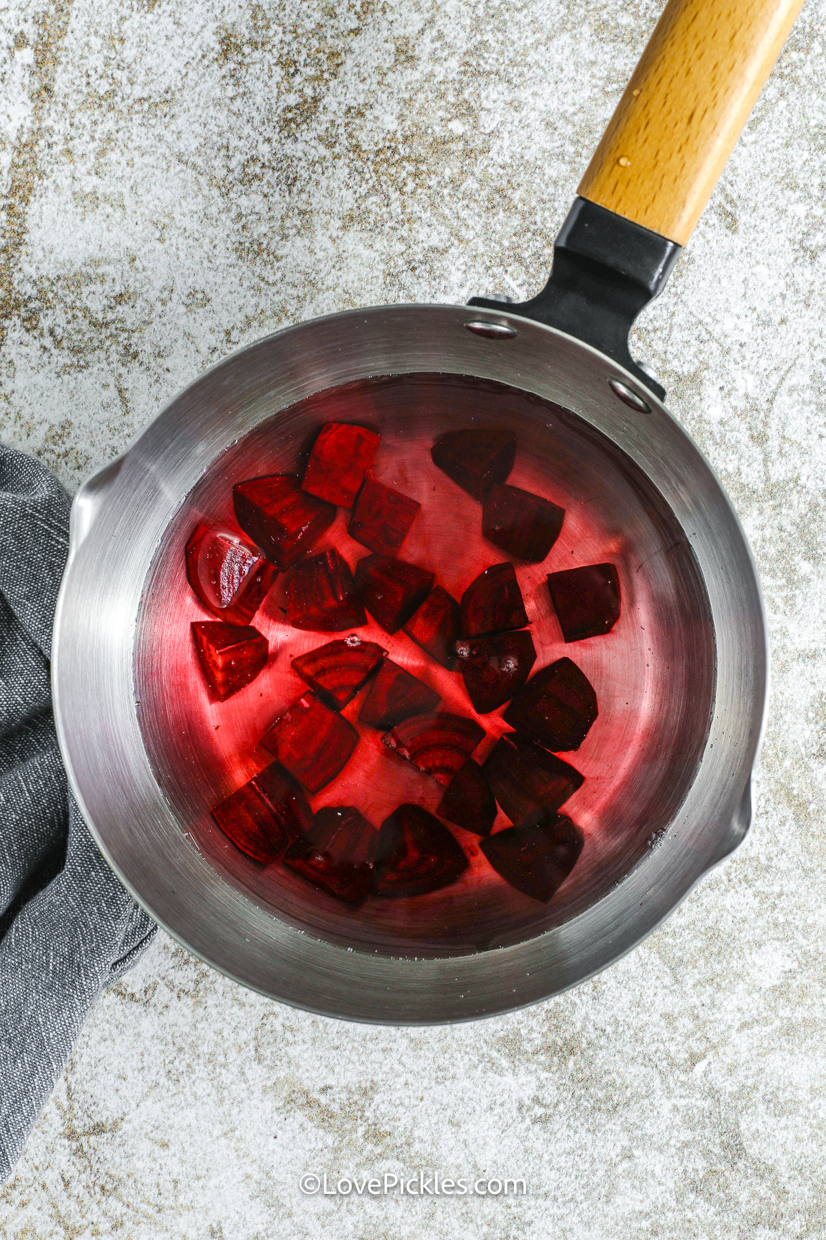beets simmering in a jar