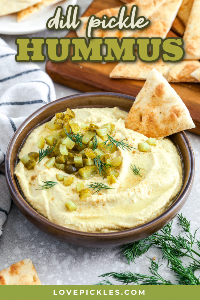dill pickle hummus with text