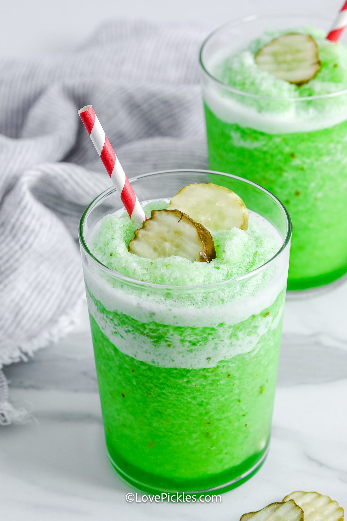 Copycat Sonic Pickle Slush in glasses