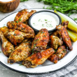 dill pickle chicken wings with dipping sauce